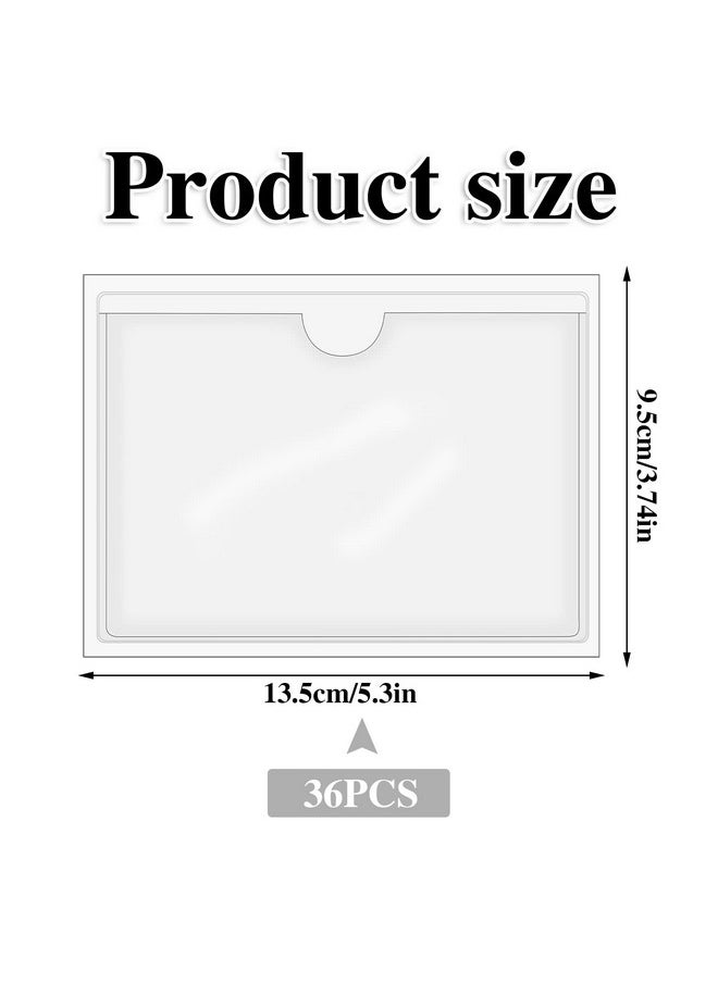 BESARME 36 Pack Adhesive 3" x 5" Index Card Pockets with Top Open for Loading, Clear Plastic Labels Holders for Organizing, Storage Bins, Library Card, Totes, Shelves  - Image 2