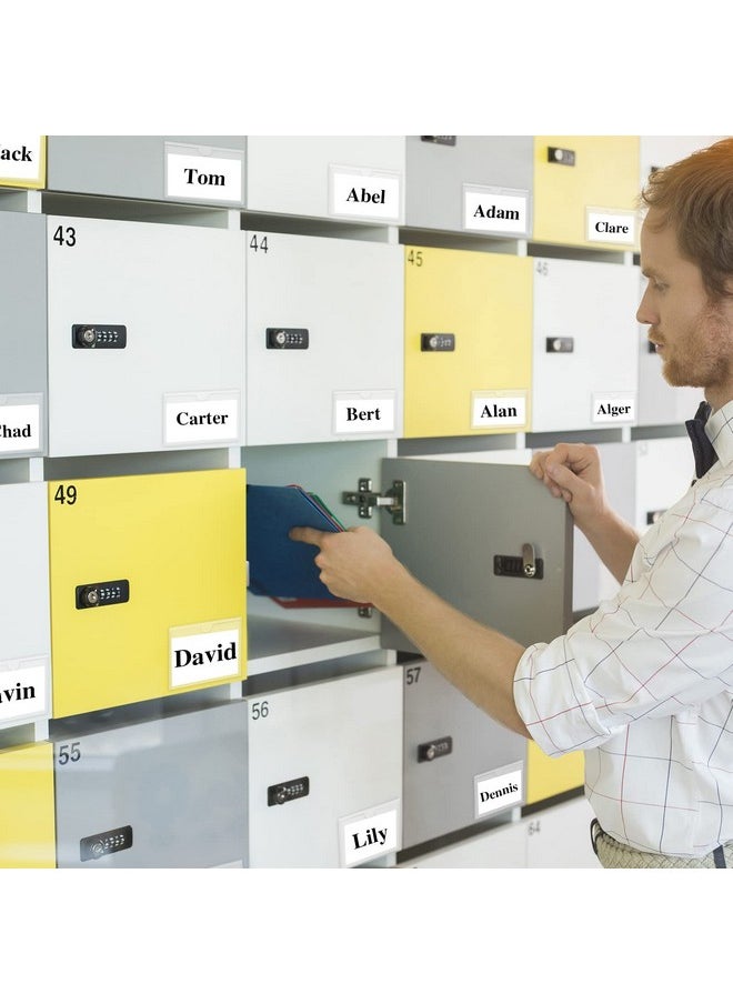 BESARME 36 Pack Adhesive 3" x 5" Index Card Pockets with Top Open for Loading, Clear Plastic Labels Holders for Organizing, Storage Bins, Library Card, Totes, Shelves  - Image 5