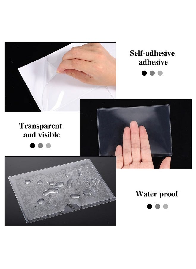 BESARME 36 Pack Adhesive 3" x 5" Index Card Pockets with Top Open for Loading, Clear Plastic Labels Holders for Organizing, Storage Bins, Library Card, Totes, Shelves  - Image 3