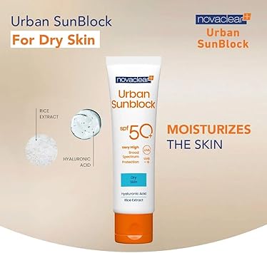 novaclear كريم نوفاكلير للوجه SPF 50 للبشرة الجافة مع واقي الشمس 40 مل ضد أشعة UVA و UVB و IR حماية عالية من الشمس من إيكوالان فارما - Image 3