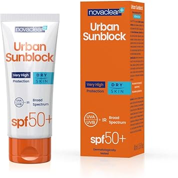 novaclear كريم نوفاكلير للوجه SPF 50 للبشرة الجافة مع واقي الشمس 40 مل ضد أشعة UVA و UVB و IR حماية عالية من الشمس من إيكوالان فارما - Image 2