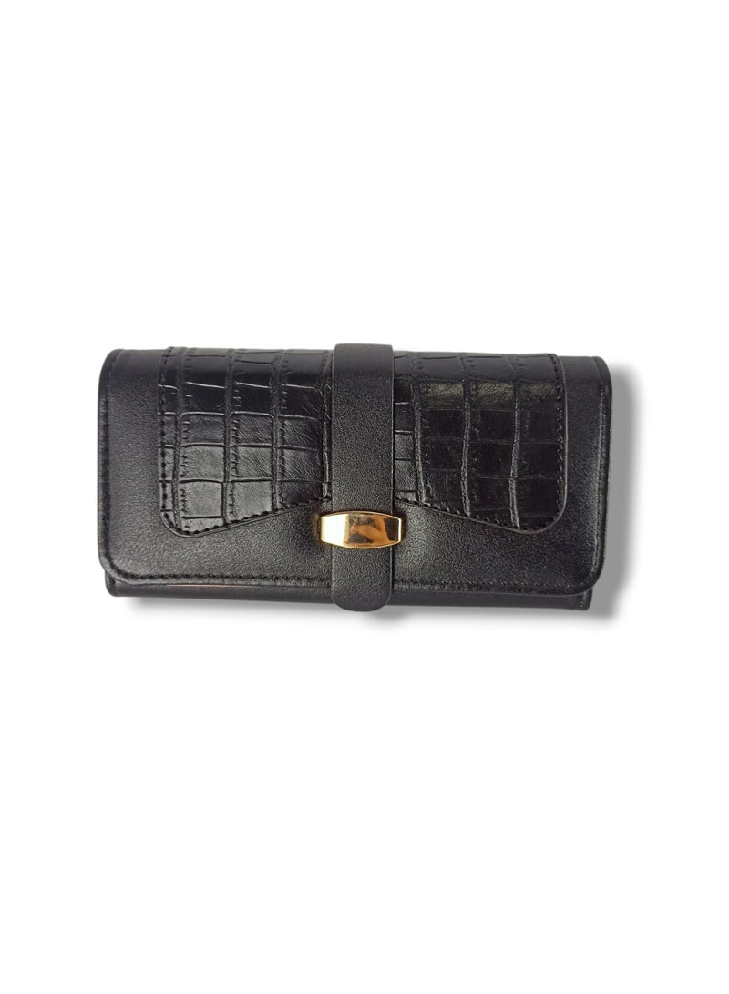 Women's wallet with many pockets and spaces for Visa cards, high quality, black  - Image 1