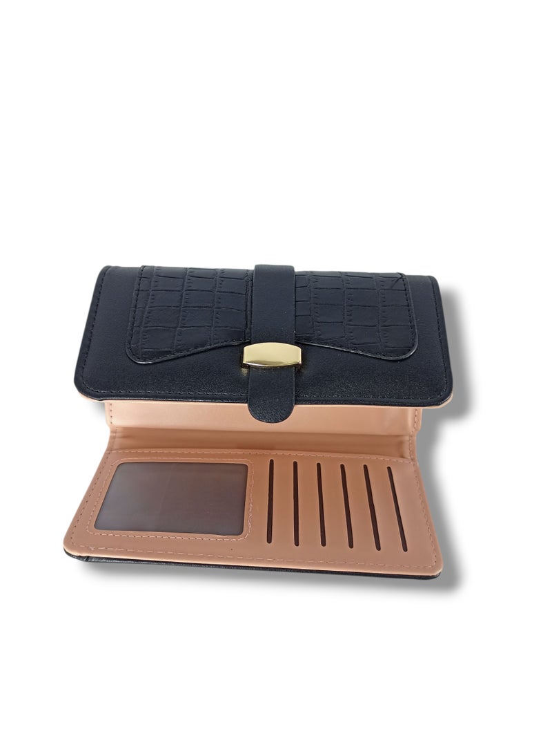 Women's wallet with many pockets and spaces for Visa cards, high quality, black  - Image 4