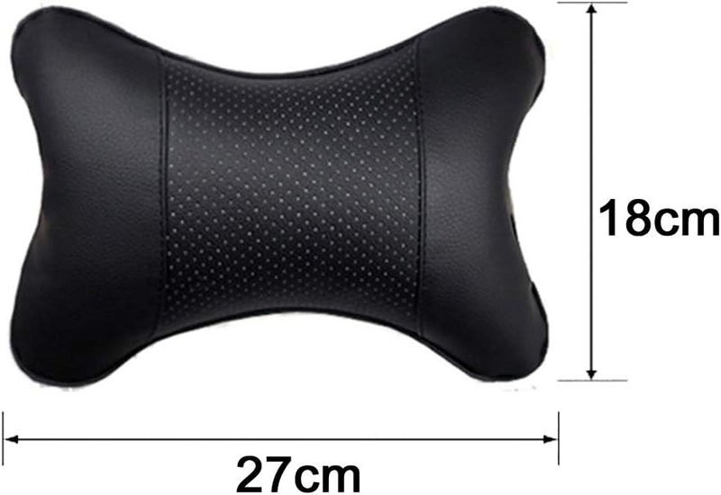yuhuru Car Neck Pillows Both Side Pu Leather 2pieces Pack Headrest Fit for Most Cars Filled Fiber Universal Car Pillow (Pillow+Wheel Cover) - Image 3