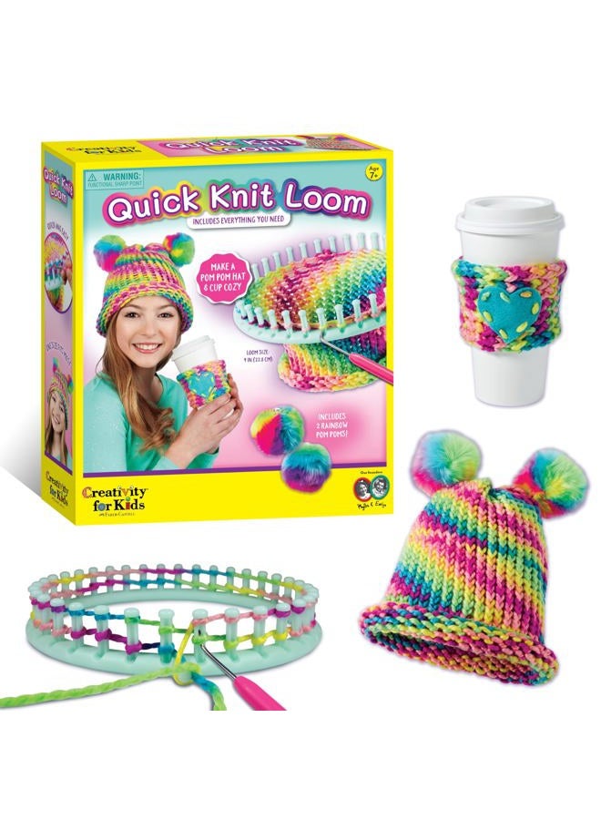 Creativity for Kids Quick Knit Loom Kit - Knitting Kit for Kids, Make Your Own Pom Pom Hat And Accessories, Knitting Loom Crafts for Kids - Image 1