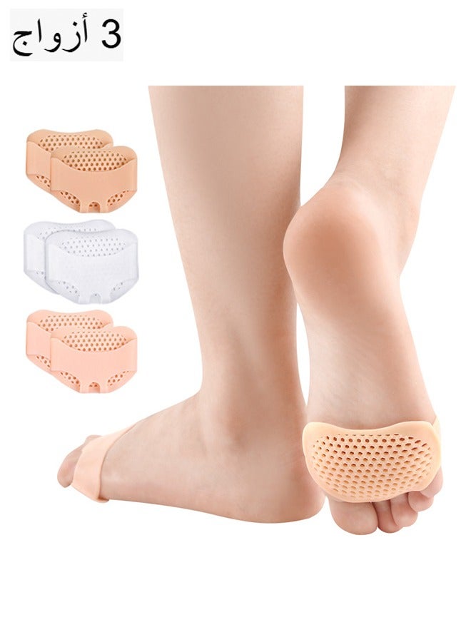 اتش واي 3 أزواج من وسادات مشط القدم للنساء والرجال ، وسائد مشط القدم ذات السماكة الإضافية القابلة لإعادة الاستخدام من جل السيليكون ، وسادات القدم ، وسادات القدم الهلامية الناعمة - Image 1