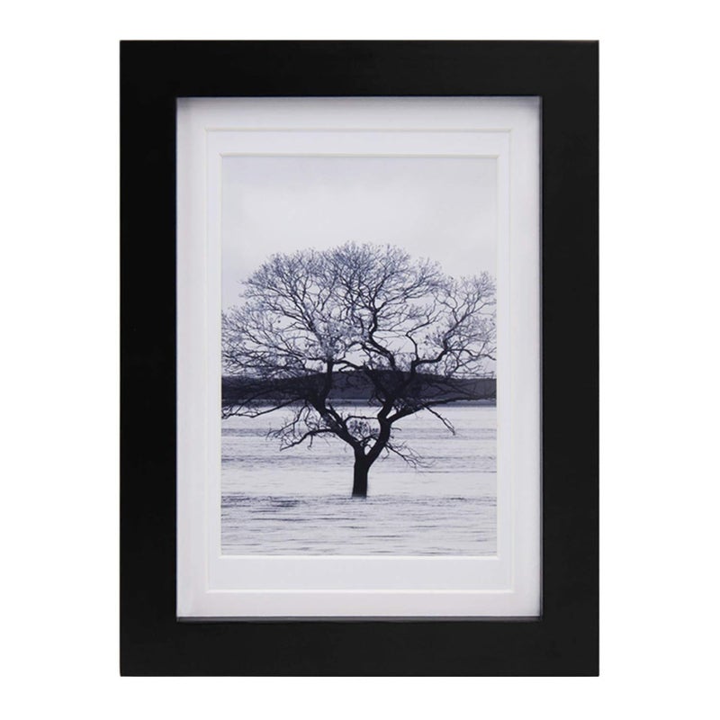 Egofine 5x7 Picture Frame Made of Solid Wood Display Pictures 35x54x6 with Mat or 5x7 Without Mat Covered by Plexiglass for Table Top Display and Wall Mounting Photo Frame Black