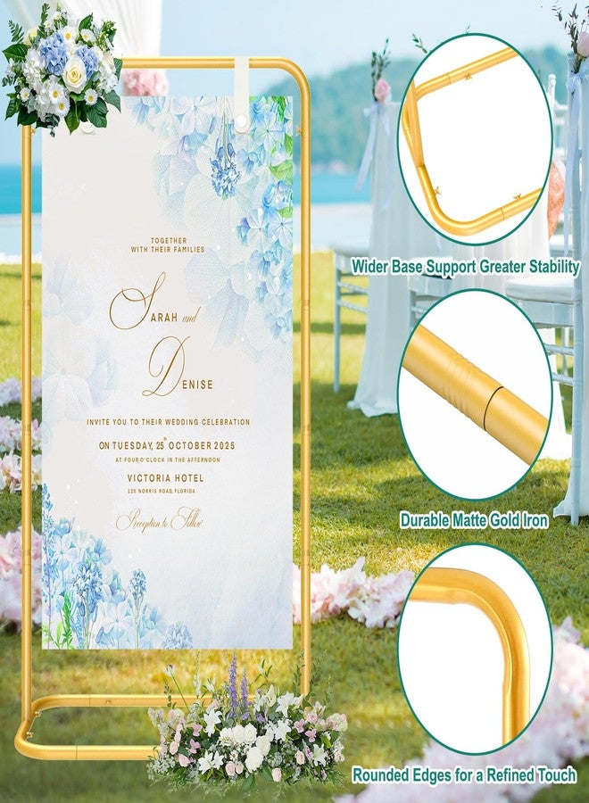 MsMk Wedding Welcome Sign Holder, 70”x31”x 20” Welcome Sign Stand with 4 Leather Sign Hanging Straps Adjustable Wedding Seating Charts Holder & Event Decor for Party, Baby Shower, Graduation Ceremony - Image 2