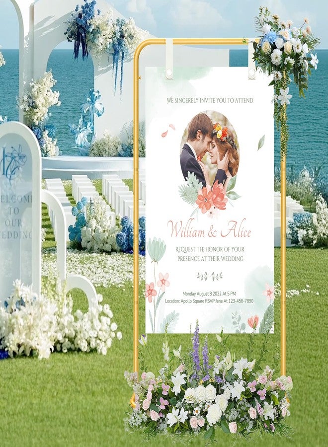 MsMk Wedding Welcome Sign Holder, 70”x31”x 20” Welcome Sign Stand with 4 Leather Sign Hanging Straps Adjustable Wedding Seating Charts Holder & Event Decor for Party, Baby Shower, Graduation Ceremony - Image 5