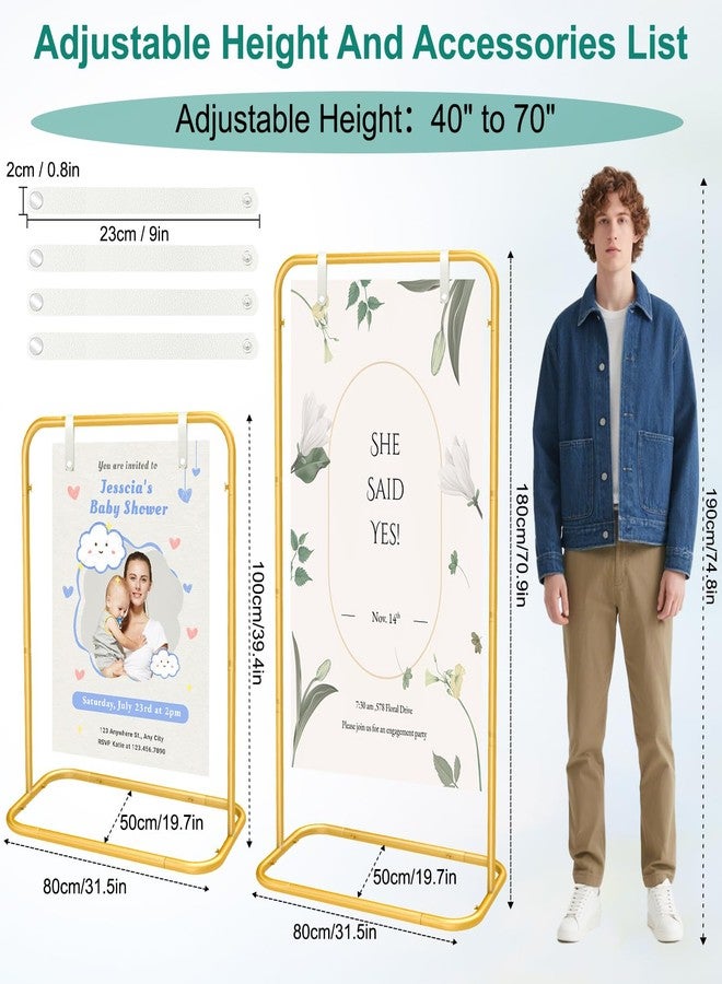 MsMk Wedding Welcome Sign Holder, 70”x31”x 20” Welcome Sign Stand with 4 Leather Sign Hanging Straps Adjustable Wedding Seating Charts Holder & Event Decor for Party, Baby Shower, Graduation Ceremony - Image 4