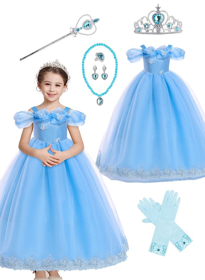 Princess Costume For Girl With Accessories - Blue 120cm - Image 1