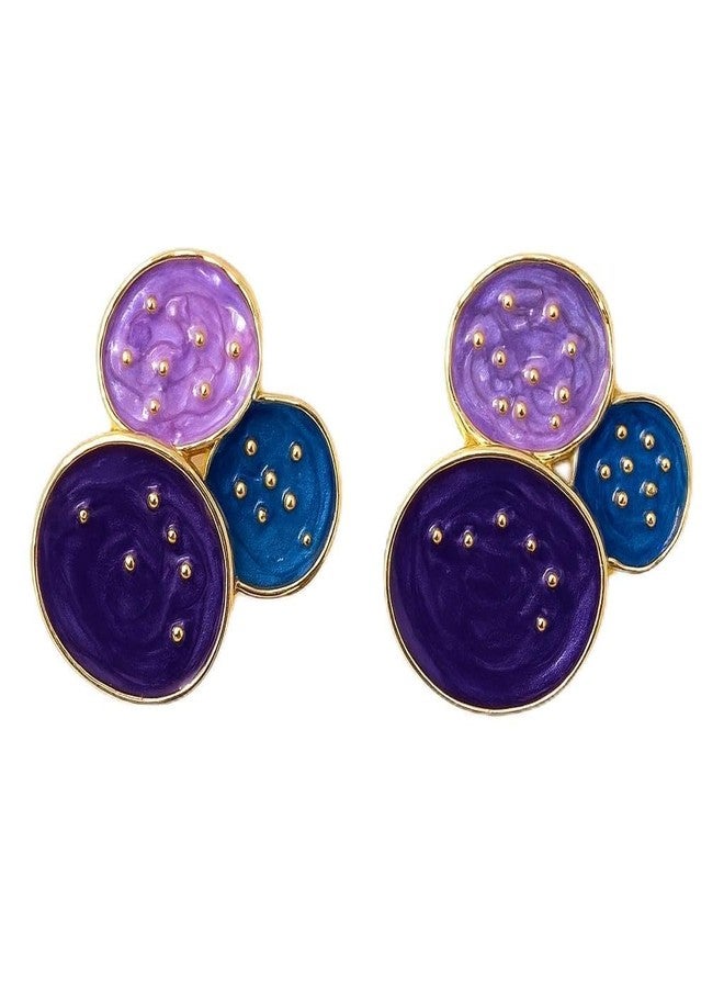 AMAAL Multicolor Enamel Round Stud Korean Earrings set for Women Girls Ladies | Western Meenakari Earing | Stylish Ear Rings Jewellery for woman | Valentine Gift for Girlfriend couple -405 - Image 1