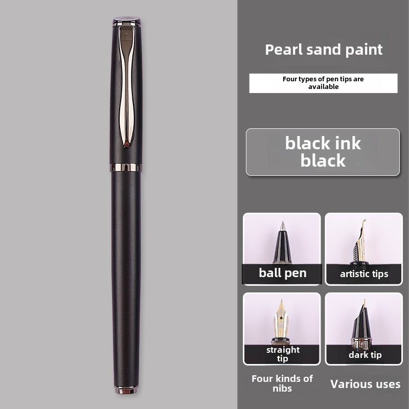 Generic Fine Point Metal Fountain Pen Gift Set 3.4mm Ink Cartridge Xuan Mo Black 