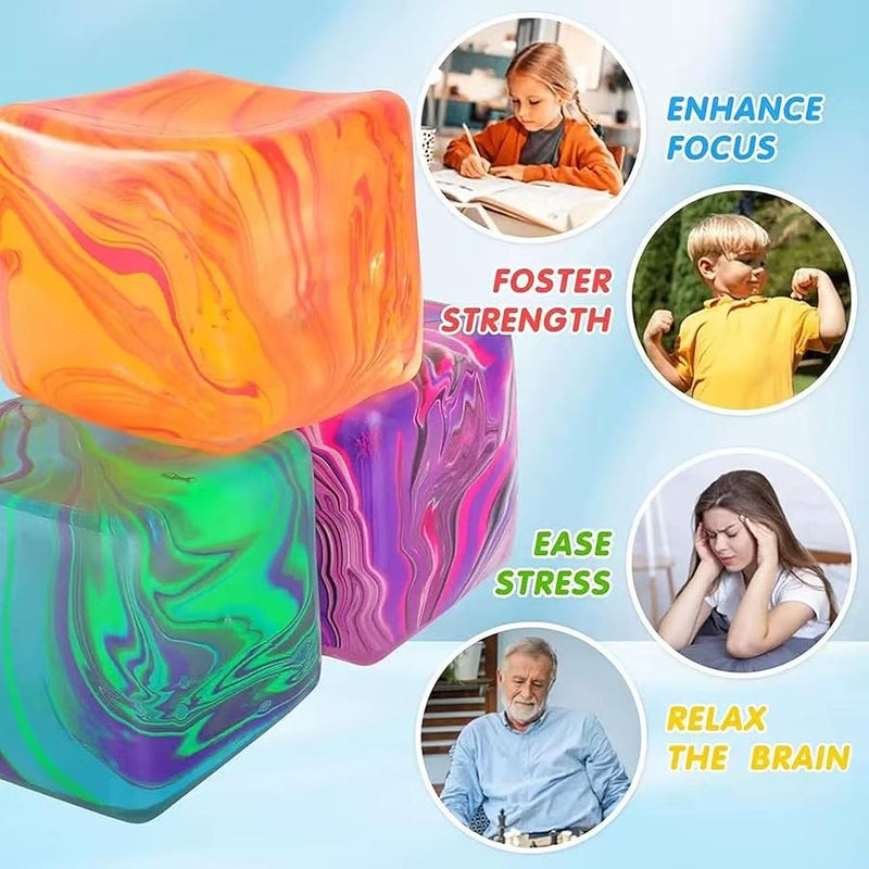 QITAI Swirl Stress Cube Squishy Toys, Slow Rebound Squishy Fidget Toy for Adults, Unique Swirling Color Mixing, Slow Rising Sensory Toys for Anxiety Stress Relief (Purple) - Image 3