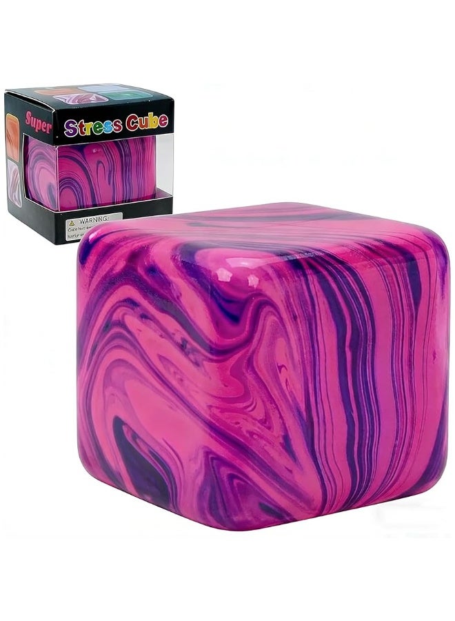 QITAI Swirl Stress Cube Squishy Toys, Slow Rebound Squishy Fidget Toy for Adults, Unique Swirling Color Mixing, Slow Rising Sensory Toys for Anxiety Stress Relief (Purple) - Image 1