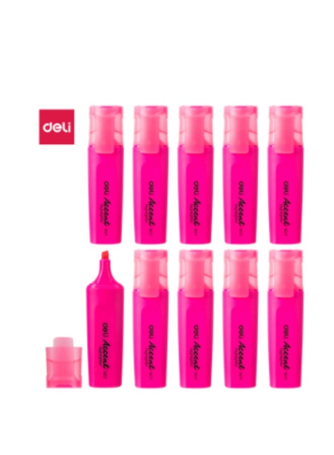 ديلي قلم تمييز وردي ES621 - طرف مشطوف (1-5 مم) | حبر فلورسنت ساطع | سريع الجفاف، مقاوم للبهتان، وغير سام - 10 قطع