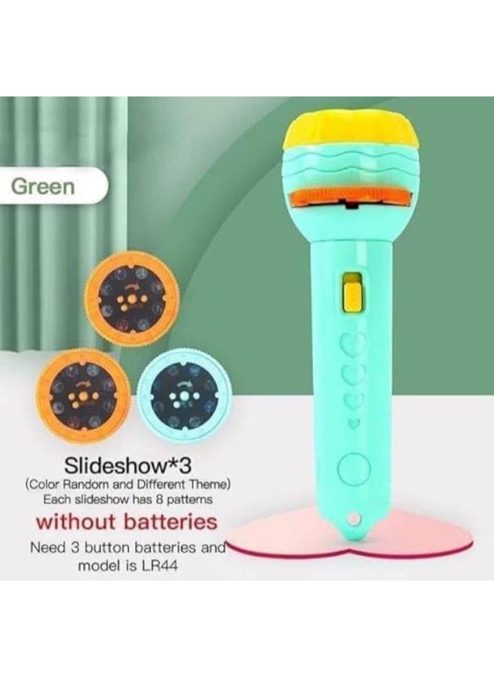 Generic - 3-sided 24 Patterns Kids Flashlight Night Light Learning Bedtime Best Gift - Image 1