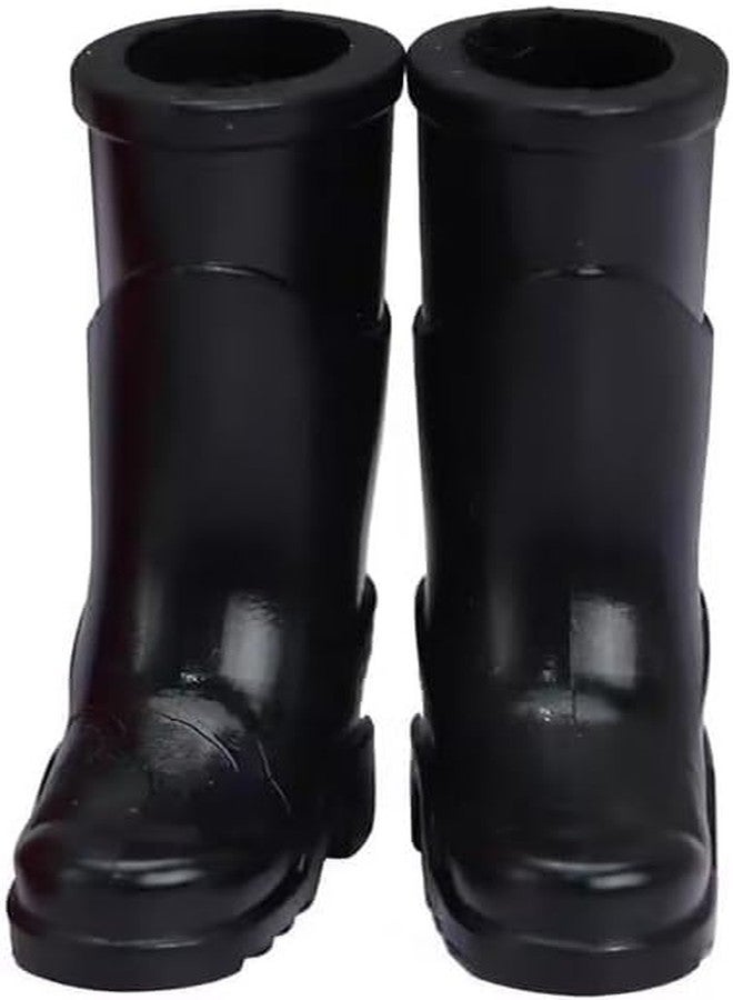 Zhuluck 1Pair Black 1/12 Miniature Rubber Boots Dollhouse Garden Accessories Lightweight Dollhouse Decor - Image 1