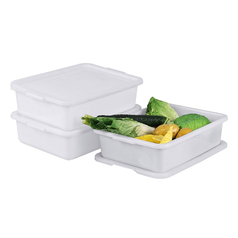 Utiao 3-Pack 13 L Plastic Commercial Bus Tub with Lid, Restaurant Dish Tub, White - Image 2