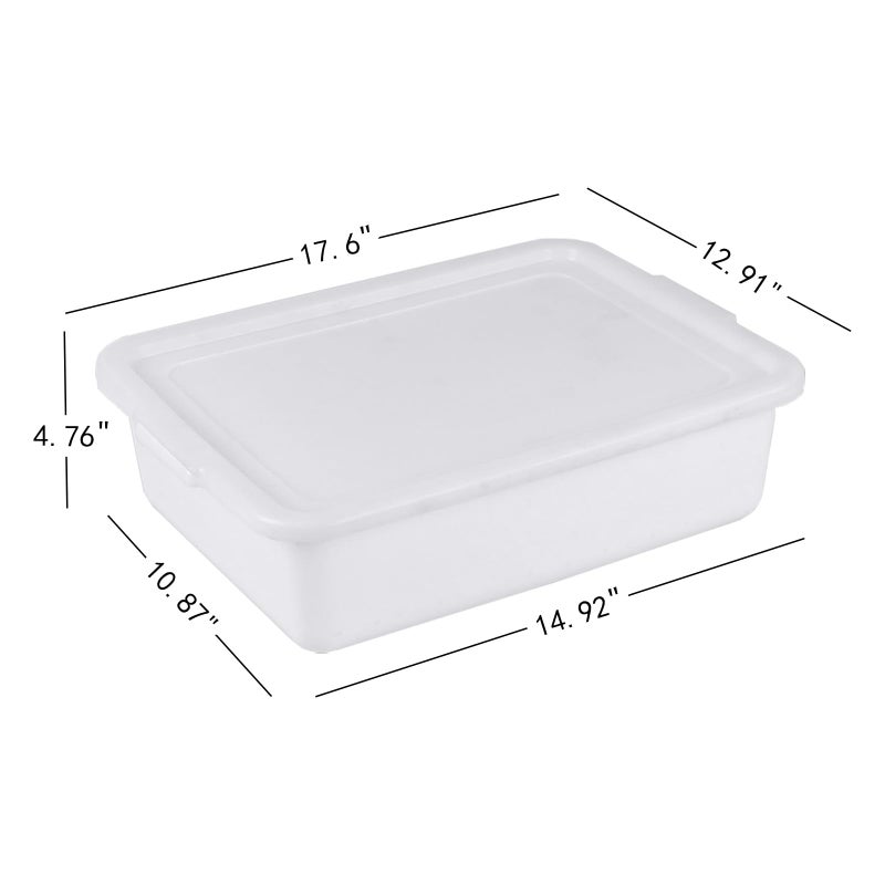Utiao 3-Pack 13 L Plastic Commercial Bus Tub with Lid, Restaurant Dish Tub, White - Image 4