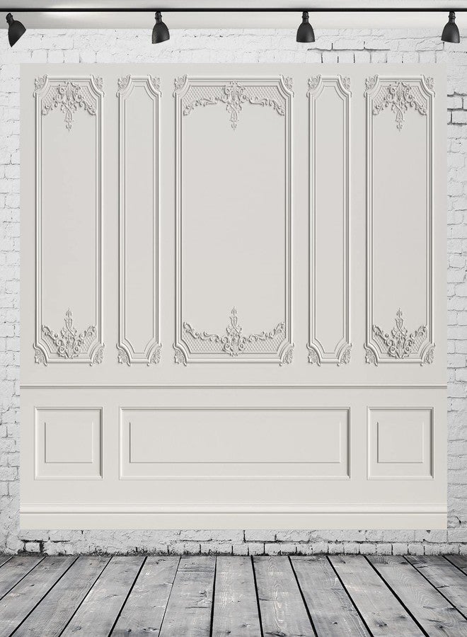 BELECO 7x5ft Fabric Vintage Room Interior Backdrop European Frame Classic White Wall Photo Background Empty Room Classic Backdrop Living Room Wallpaper Decorations Wedding Portrait Photo Props - Image 5
