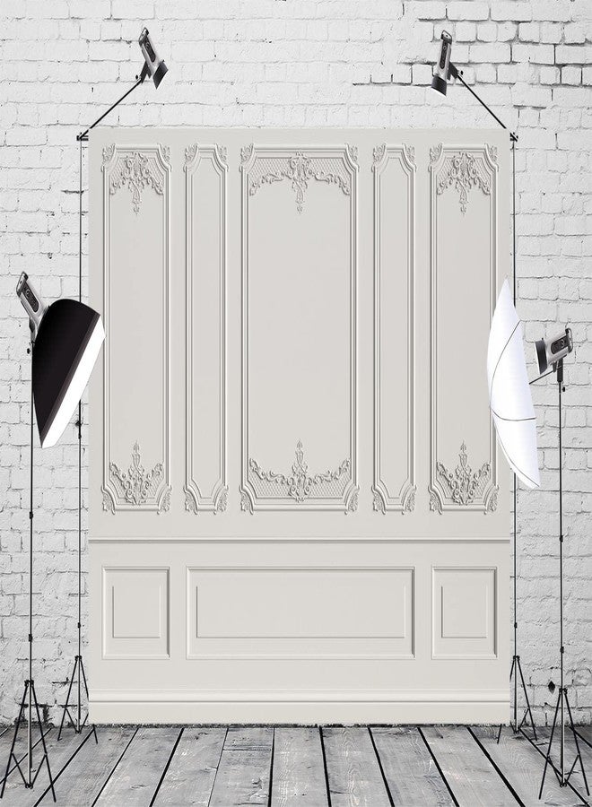 BELECO 7x5ft Fabric Vintage Room Interior Backdrop European Frame Classic White Wall Photo Background Empty Room Classic Backdrop Living Room Wallpaper Decorations Wedding Portrait Photo Props - Image 3
