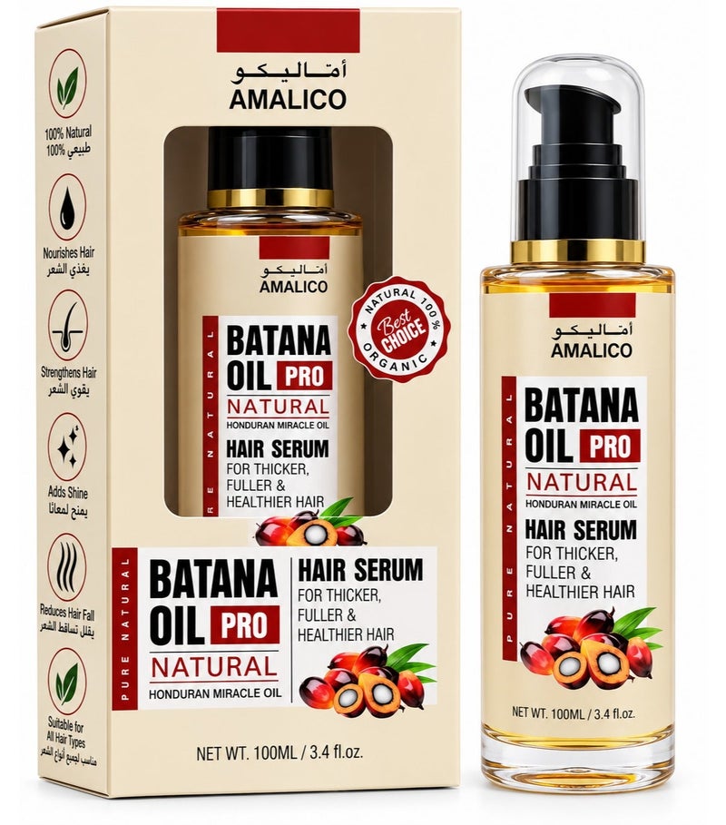 AMALICO Batana Oil Pro Natural Hair Serum with Coconut, Jojoba, Castor and Argan Oil 100ml - Image 1