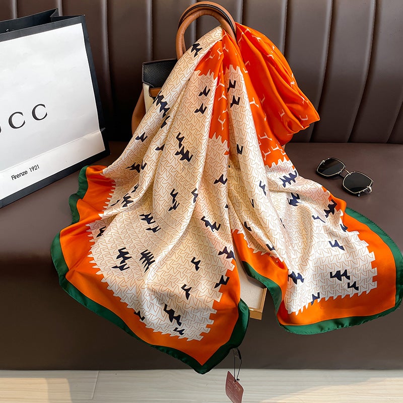 New Summer Lotus Yourou Yarn Long Scarf Shawl Scarf Sunscreen Li Jin Forged Printing Baotou Scarf Direct Selling WHEAT 