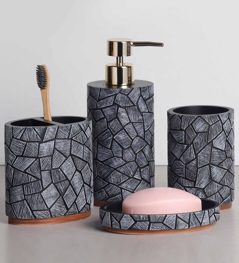Obsessions Obsessions Polyresin 4 Pcs Bathroom Set_Charcoal  - Image 1