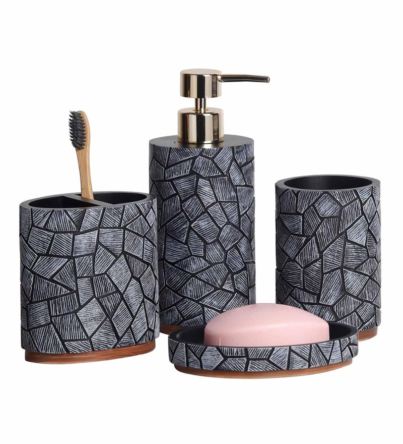Obsessions Obsessions Polyresin 4 Pcs Bathroom Set_Charcoal  - Image 2