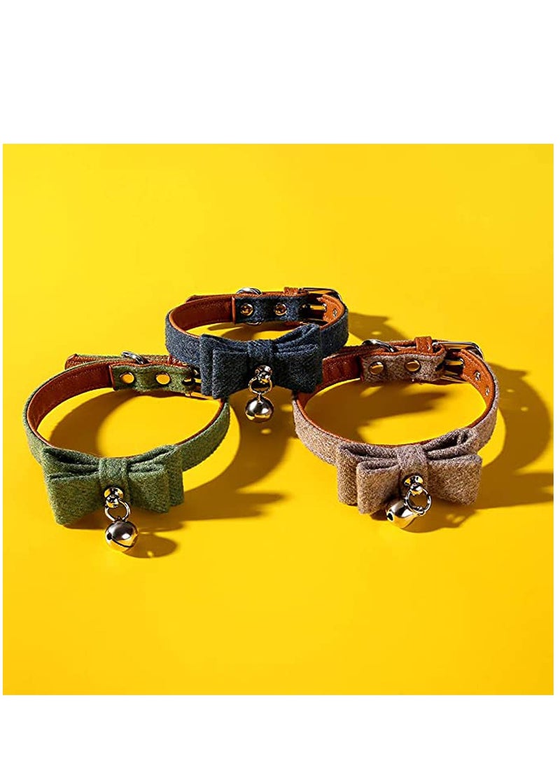 KASTWAVE 4pcs Pet Collars Bow Tie Dog Collars with Bell Ajustable Cloth Collars for Dog Cat Puppy Kitten - Image 3