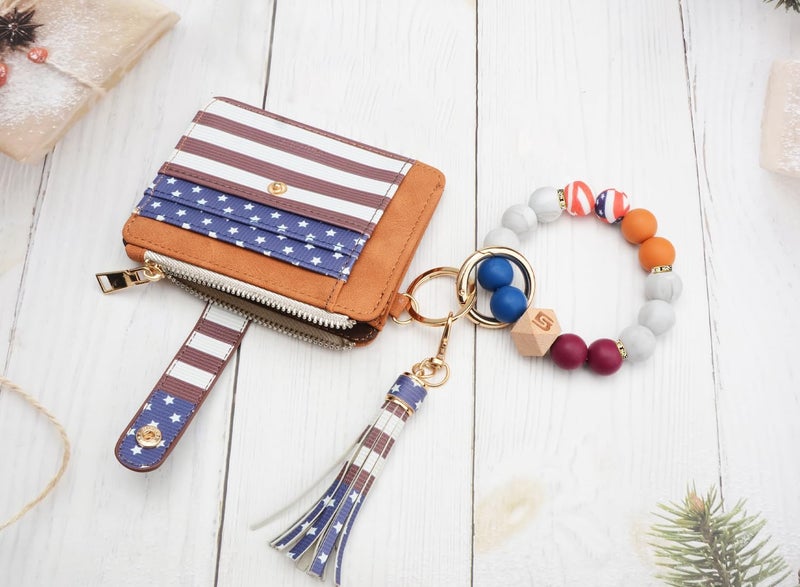 COOLANS Silicone Bracelet Wristlet Wallet Credit Card Holder RFID,ID Window,Key Ring Tassel,Slim Wallet Women Keychain Purse - Image 4