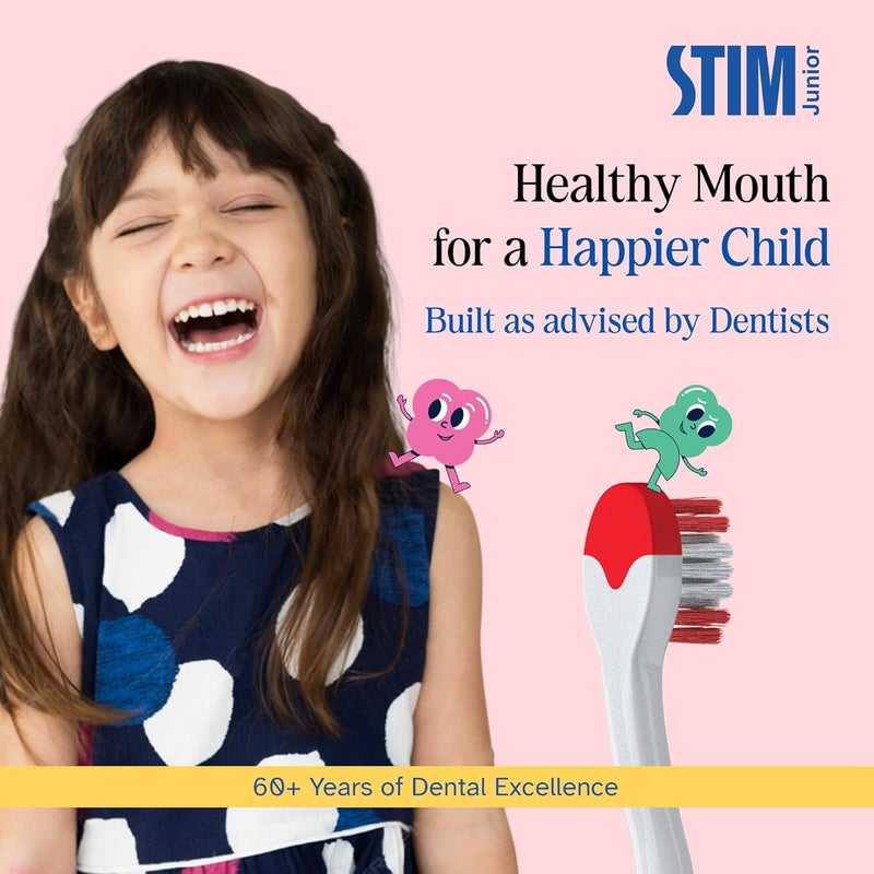 STIM Junior Baby Toothbrush | 1–3 Years | Ultra-Soft Baby Friendly Bristles | Safe & Gentle for Milk Teeth | Includes Safe-to-Swallow Toothpaste with Xylitol | Dentist Recommended | (2 Brushes) - Image 5