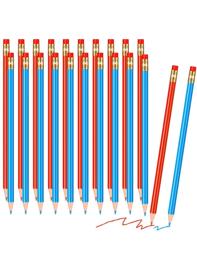 تشينكو مجموعة من 20 قلم رصاص أحمر وأزرق للتدقيق، قلم رصاص ملون قابل للمسح، مبراة مسبقًا، 10 أقلام زرقاء و10 أقلام حمراء للتدقيق، اختبارات الخرائط، الدرجات، قلم رصاص مع ممحاة، رسم، كتابة، تصحيح، رسم تخطيطي للأطفال، مقاس 2 Hb - Image 1