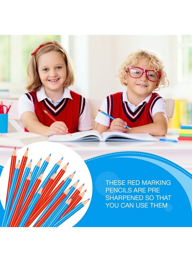 تشينكو مجموعة من 20 قلم رصاص أحمر وأزرق للتدقيق، قلم رصاص ملون قابل للمسح، مبراة مسبقًا، 10 أقلام زرقاء و10 أقلام حمراء للتدقيق، اختبارات الخرائط، الدرجات، قلم رصاص مع ممحاة، رسم، كتابة، تصحيح، رسم تخطيطي للأطفال، مقاس 2 Hb - Image 4