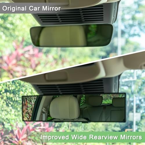 BOOMIBOO Rear View Mirror, Interior Clip-on Wide Angle Panoramic Rear Mirrors, Universal 11.81 Inch Panoramic Convex Rearview Mirror, Cars Accessory, for Cars,SUVs,Trucks, Various Kinds Vehicles - Image 2