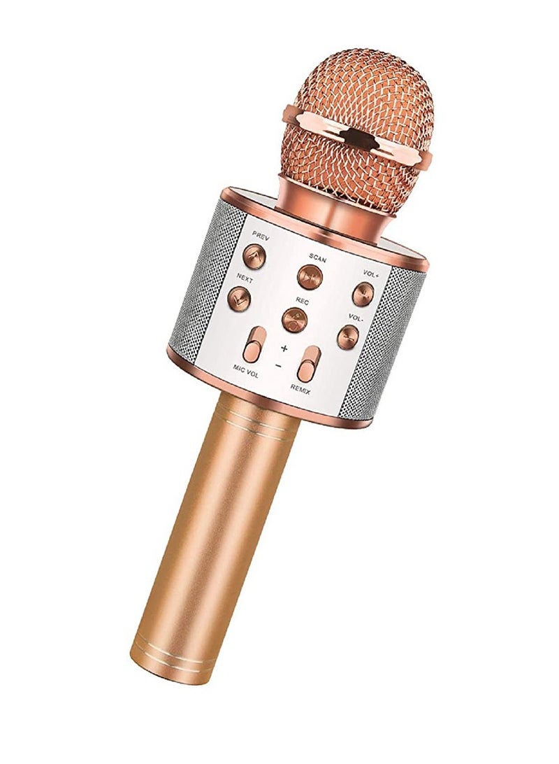 DIGI CORE Kids Microphone Wireless Bluetooth Karaoke Microphone Portable Handheld Karaoke Mic Speaker Machine For Home Party Birthday For All Smartphones Karaoke Machine Toys For Boys & Girls WS-858 Rose Gold - Image 2