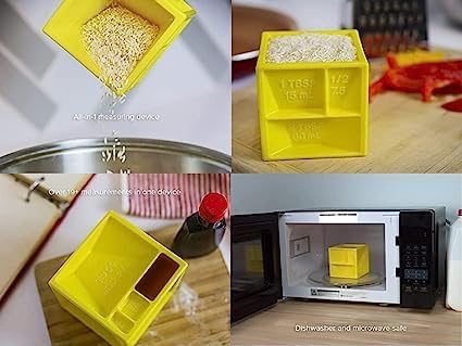 HEBEZON Cup Plastic Measuring Cup Multi Measuring Cube for Cooking and Baking Plastic Measure Cups Unique Measuring Device with 19 Cooking Measurements for Cooking and Baking Yellow Pack of 1 - Image 3