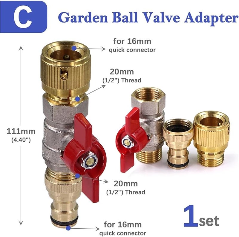 Brass Ball Valve Quick Connect Hose Adapter 1 2 Inch For Garden Irrigation C 1set - Image 3