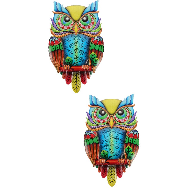 2pcs Metal Owl Wall Art Wall Hanging Metal Owl Sculpture Iron Wall Decor for Living Room Bedroom - Image 1