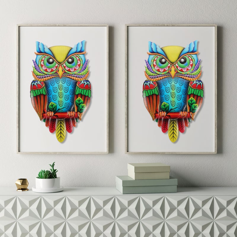 2pcs Metal Owl Wall Art Wall Hanging Metal Owl Sculpture Iron Wall Decor for Living Room Bedroom - Image 2