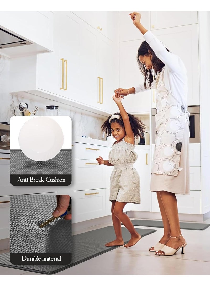 AiQi Kitchen Mats, 2pcs Waterproof Non-slip Anti Fatigue Mats for Kitchen Floor, Durable Resilient Standing Kitchen Runner Rug Floor Mat Set for Home Office Laundry Room 45x75cm + 45x150cm - Image 3