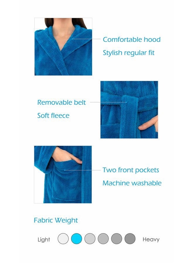 TowelSelections Women's Robe Soft Plush Fleece Hooded Spa Bathrobe Medium/Large Blithe Blue - Image 5