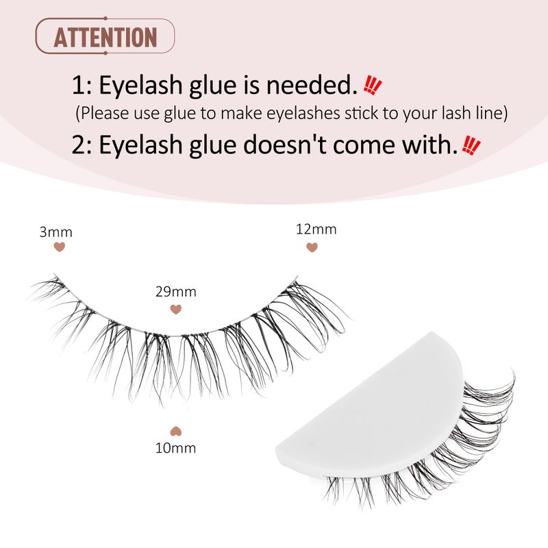 Onlyall Short Lashes Natural False Eyelashes 3/4 Small Lashes Fake Eyelashes Wispy Lashes Natural Lashes Clear Band Lashes 12mm Lashes H21 - Image 4