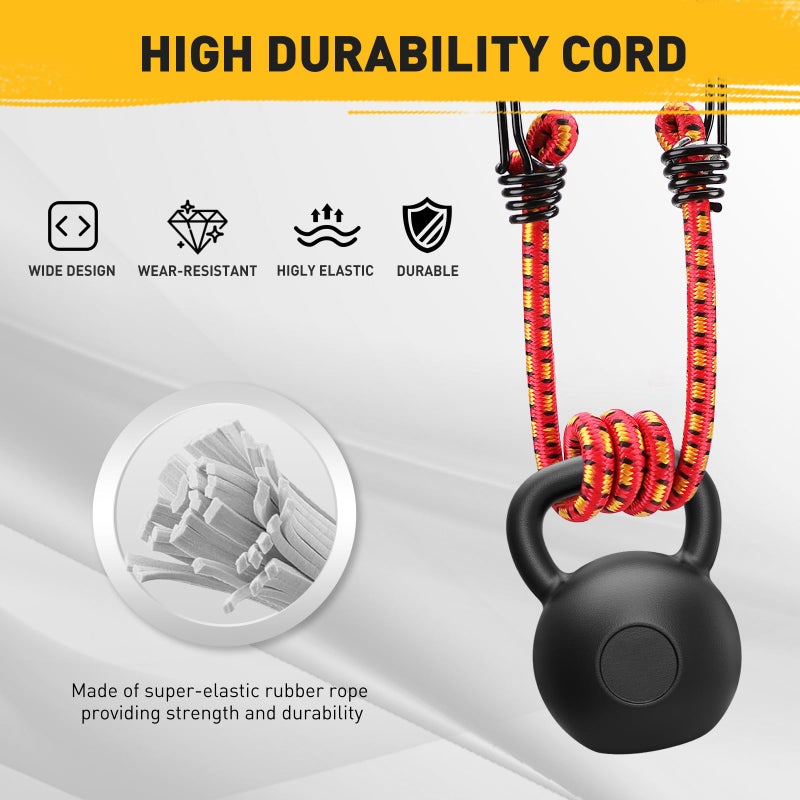 ELEAD 24" Elastic Bungee Cords with Hooks: 10 Pcs Bungee Cords Heavy Duty Outdoor, Bungie Cord Bundle Assortment with Metal Hook, Bungee Straps for Kayaking, Camping, Garage Storage - Image 3