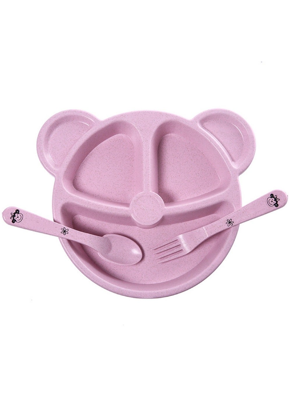 Goolsky Suction Plates for Baby, Silicone Plates with Suction Divided, Baby Spoon Fork Set for Toddler Baby Dishes Kids Plates