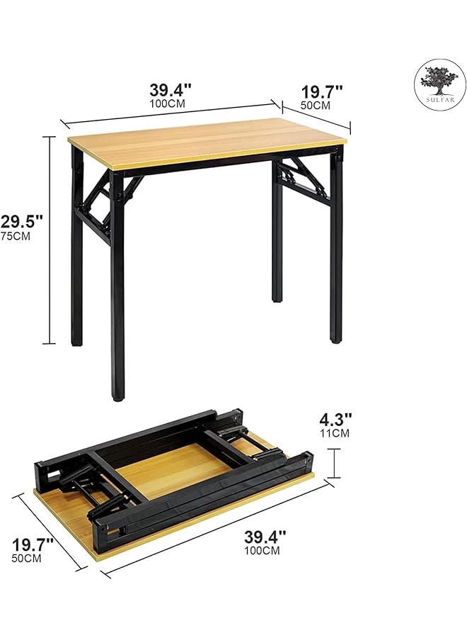 الكبريت طاولة قابلة للطي متعددة الوظائف مع أرجل قابلة للتعديل الارتفاع للكمبيوتر والتخييم والحديقة والنزهات والقهوة والشواء ومكتب خشبي قابل للطي 100×50×75 سم - Image 2