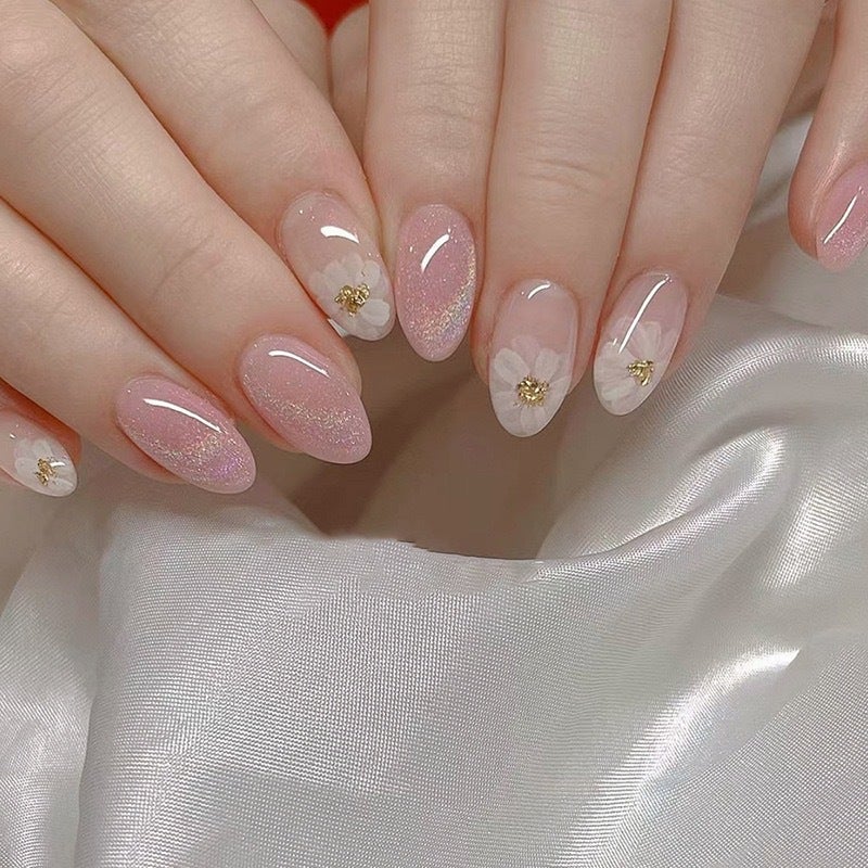 Generic Gradient Color Fake Nails Wearable Manicure Patch BZ1264 pink lotus 
