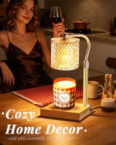 Linstaine Candle Warmer Lamp with Timer Dimmer Adjustable Height, Mothers Day Gifts for Mom, Birthday Gifts for Women, House Warming New Home Decor, Electric Wax Warmer for Jar Candles, Gold - Image 3