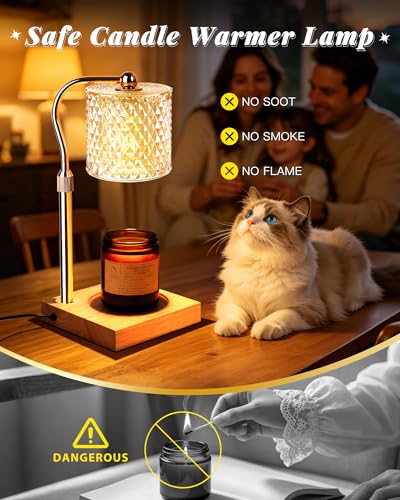 Linstaine Candle Warmer Lamp with Timer Dimmer Adjustable Height, Mothers Day Gifts for Mom, Birthday Gifts for Women, House Warming New Home Decor, Electric Wax Warmer for Jar Candles, Gold - Image 4